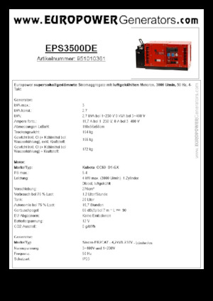 Dízel generátorok Europower EPS3500DE (S)