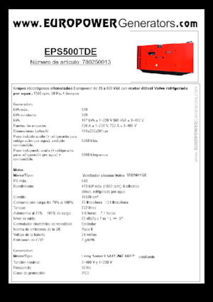 Dízel generátorok Europower EPS500TDE (LS)
