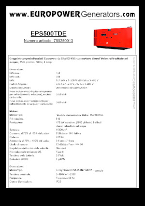 Dízel generátorok Europower EPS500TDE (LS)