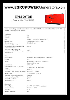 Dízel generátorok Europower EPS500TDE (MA)