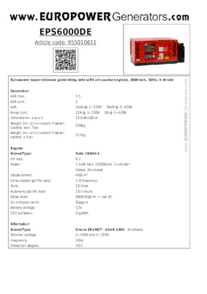 Dízel generátorok Europower EPS6000DE (S)
