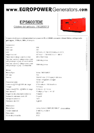 Dízel generátorok Europower EPS600TDE (LS)