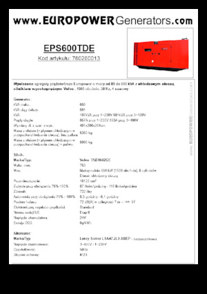 Dízel generátorok Europower EPS600TDE (LS)