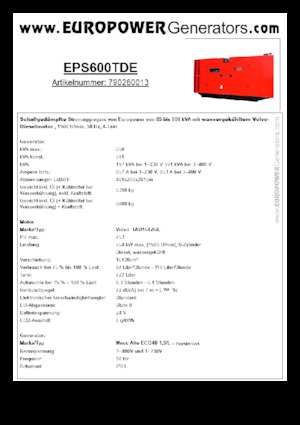Dízel generátorok Europower EPS600TDE (MA)