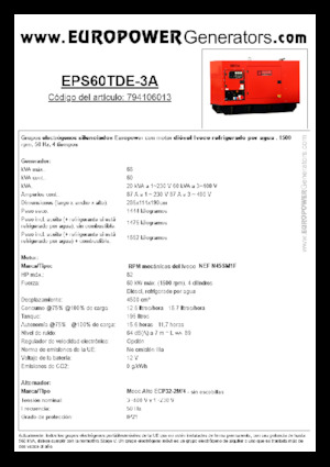 Dízel generátorok Europower EPS60TDE-3A (MA)