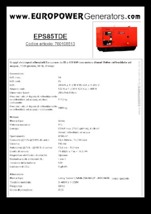 Dízel generátorok Europower EPS85TDE (LS)