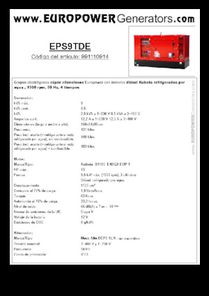 Dízel generátorok Europower EPS9TDE (MA)