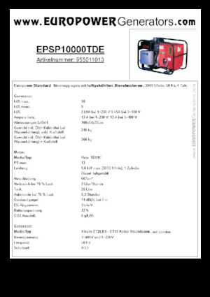 Dízel generátorok Europower EPSP10000TDE (S)