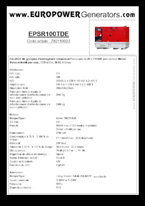 Dízel generátorok Europower EPSR100TDE (LS)