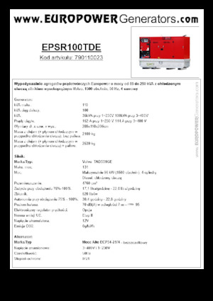 Dízel generátorok Europower EPSR100TDE (MA)