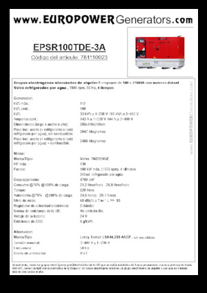 Dízel generátorok Europower EPSR100TDE-3A (LS)
