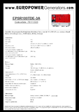 Dízel generátorok Europower EPSR100TDE-3A (LS)