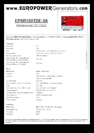 Dízel generátorok Europower EPSR100TDE-3A (MA)