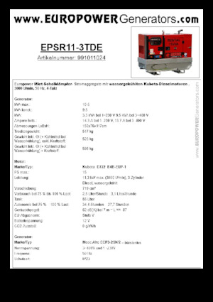 Dízel generátorok Europower EPSR11-3TDE (MA)