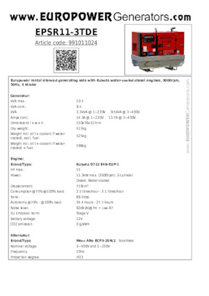 Dízel generátorok Europower EPSR11-3TDE (MA)