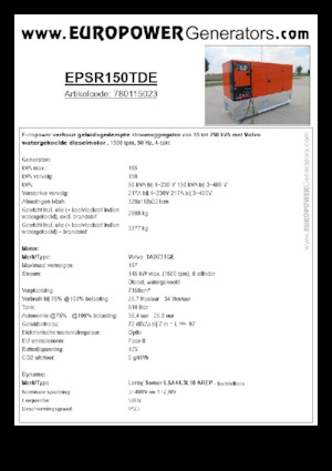 Dízel generátorok Europower EPSR150TDE (LS)