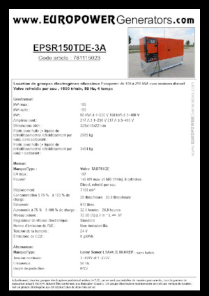 Dízel generátorok Europower EPSR150TDE-3A (LS)