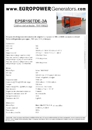 Dízel generátorok Europower EPSR150TDE-3A (MA)