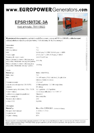 Dízel generátorok Europower EPSR150TDE-3A (MA)