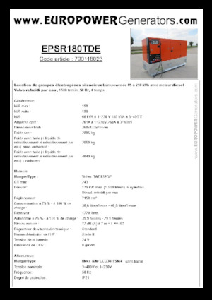 Dízel generátorok Europower EPSR180TDE (MA)
