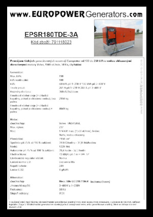 Dízel generátorok Europower EPSR180TDE-3A (MA)