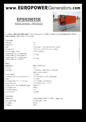 Dízel generátorok Europower EPSR200TDE (LS)