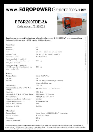 Dízel generátorok Europower EPSR200TDE-3A (LS)