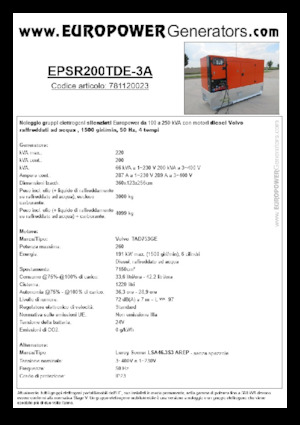 Dízel generátorok Europower EPSR200TDE-3A (LS)