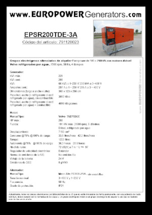 Dízel generátorok Europower EPSR200TDE-3A (MA)