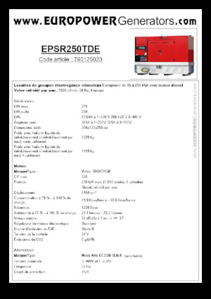 Dízel generátorok Europower EPSR250TDE (MA)