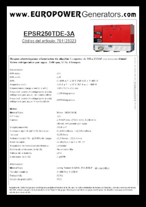 Dízel generátorok Europower EPSR250TDE-3A (LS)