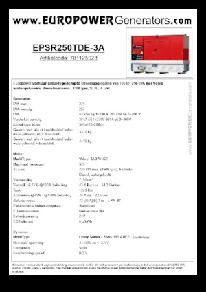 Dízel generátorok Europower EPSR250TDE-3A (LS)