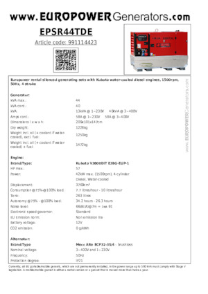 Dízel generátorok Europower EPSR44TDE (MA)