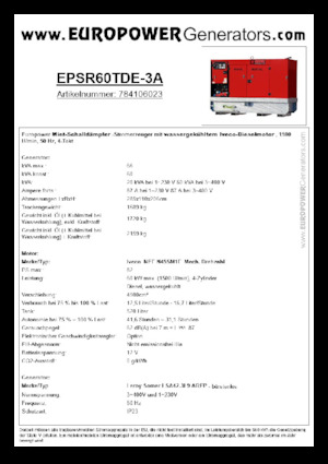 Dízel generátorok Europower EPSR60TDE-3A (LS)
