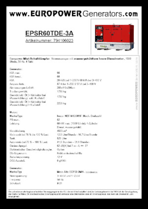 Dízel generátorok Europower EPSR60TDE-3A (MA)