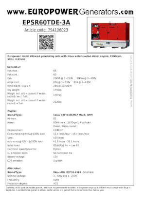 Dízel generátorok Europower EPSR60TDE-3A (MA)