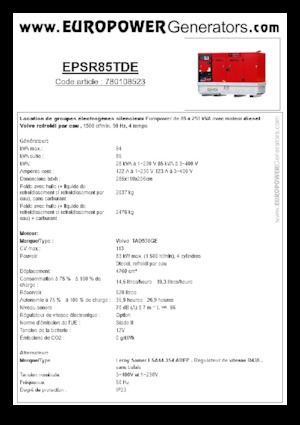 Dízel generátorok Europower EPSR85TDE (LS)