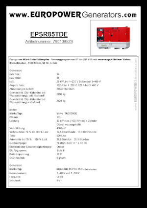 Dízel generátorok Europower EPSR85TDE (MA)