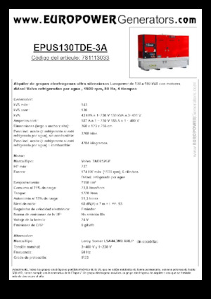 Dízel generátorok Europower EPUS130TDE-3A (LS)