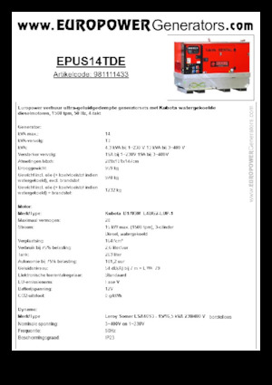 Dízel generátorok Europower EPUS14TDE (LS)