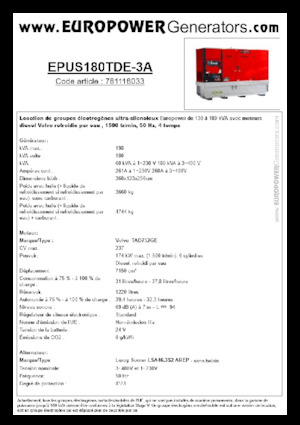 Dízel generátorok Europower EPUS180TDE-3A (LS)