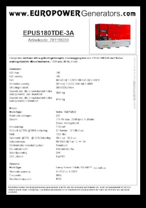 Dízel generátorok Europower EPUS180TDE-3A (LS)
