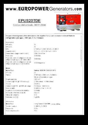 Dízel generátorok Europower EPUS20TDE (LS)