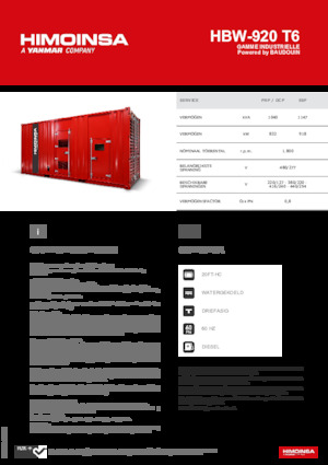 Dízel generátorok HIMOINSA HBW-920 T6