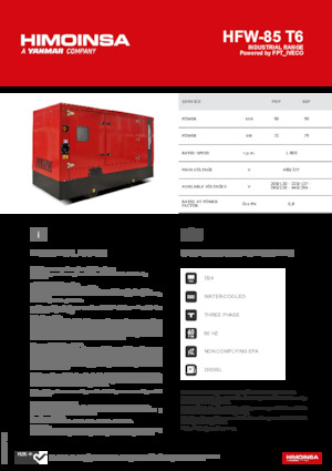 Dízel generátorok HIMOINSA HFW-85 T6