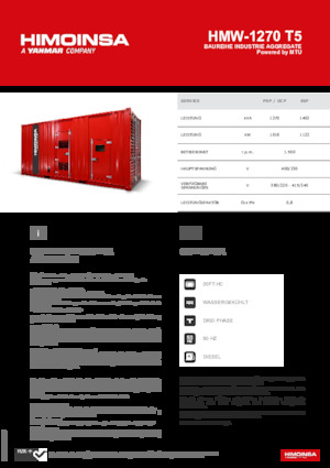 Dízel generátorok HIMOINSA HMW-1270 T5