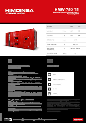 Dízel generátorok HIMOINSA HMW-750 T5