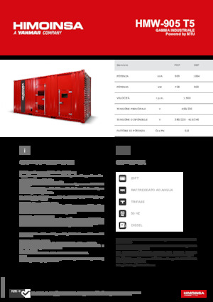 Dízel generátorok HIMOINSA HMW-905 T5