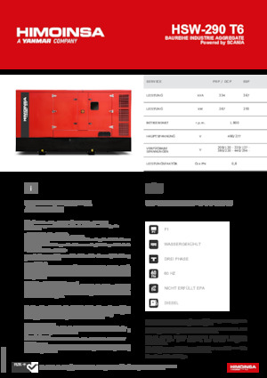 Dízel generátorok HIMOINSA HSW-290 T6