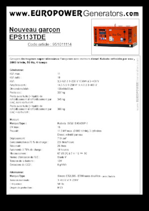 Dízel generátorok Europower New Boy EPS113TDE (S)
